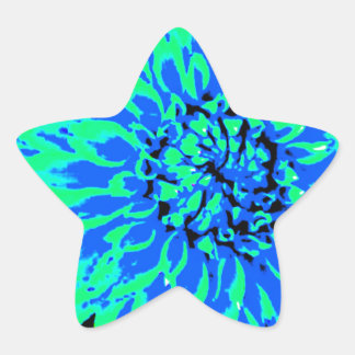 bright blue and green dahlias in mason jar star sticker