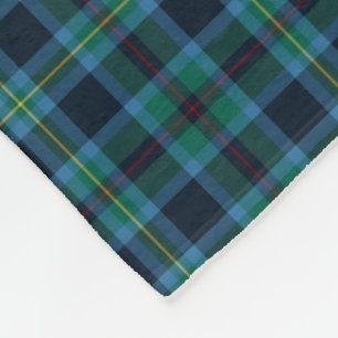 Bright Blue and Green Miller Clan Tartan Fleece Blanket