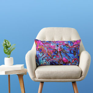 Bright Blue and Hot Pink Swirl Throw Pillow