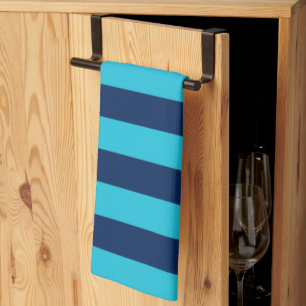 Bright Blue and Navy Stripes Tea Towel