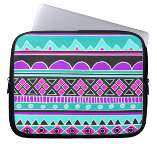 Bright Blue and purple tribal pattern Laptop Sleeve