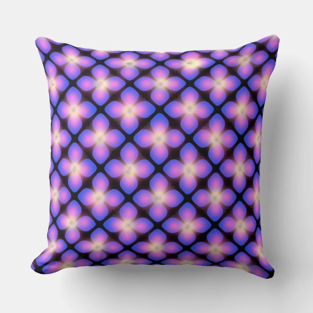 Bright Blue and Red Common Bluets  Cushion (Front)