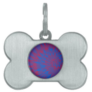 Bright Blue and Red Spiral Tie Dye Pet ID Tag