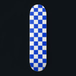Bright Blue and White Checked Pattern Skateboard<br><div class="desc">Chequerboard Checked Chequered Check Pattern in Royal Blue and White. Geometric minimalist tile pattern in bright blue. Retro and contemporary. By Kierkegaard Design Studio.</div>