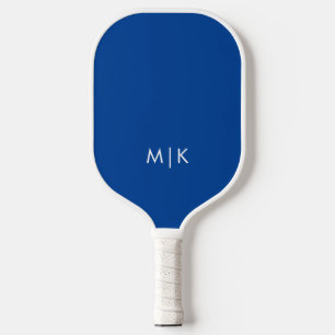 Bright Blue and White Modern Monogram Pickleball Paddle