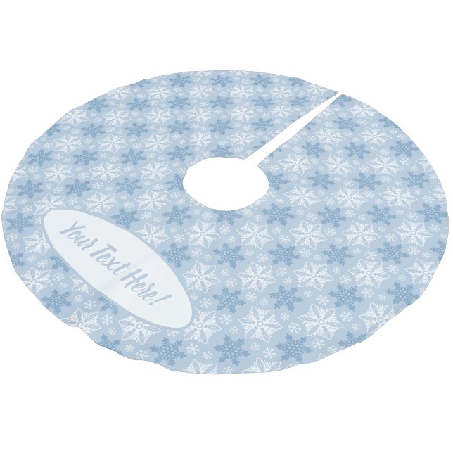 Bright Blue and Winter White Snowflake Pattern Brushed Polyester Tree Skirt (Angled)