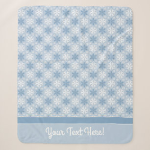 Bright Blue and Winter White Snowflake Pattern Sherpa Blanket