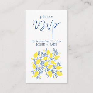 Bright blue and yellow lemon vines rsvp enclosure card