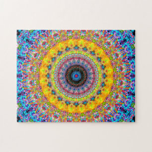 Bright Blue and Yellow Mandala Jigsaw Puzzle