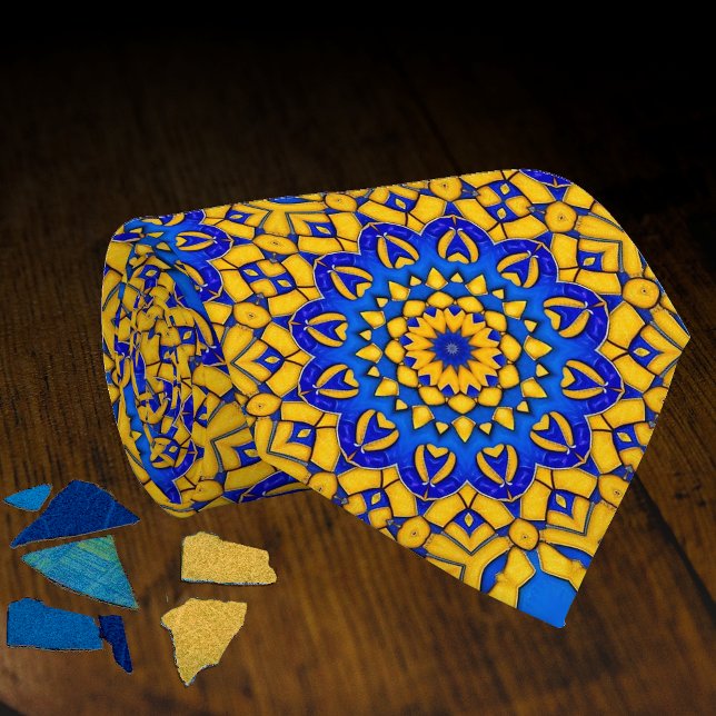 Bright Blue and Yellow Mosaic Sunburst Tie (Creator Uploaded)