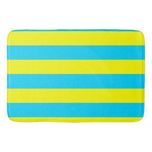 Bright Blue and Yellow Stripes Bath Mat