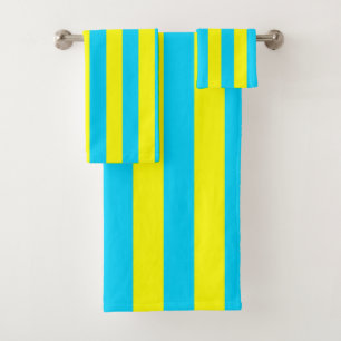 Bright Blue and Yellow Stripes  Bath Towel Set