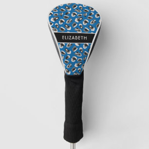 Bright Blue Animal Print Pattern Personalised Golf Head Cover