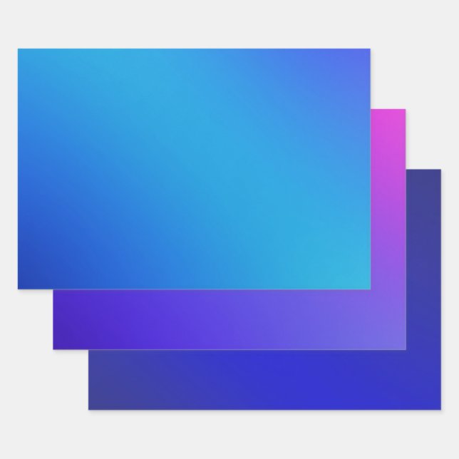Bright Blue Aqua Ombre Gradient Wrapping Paper Sheet (Set)