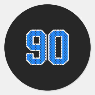 Bright blue athletic number 90 sports jersey shirt classic round sticker