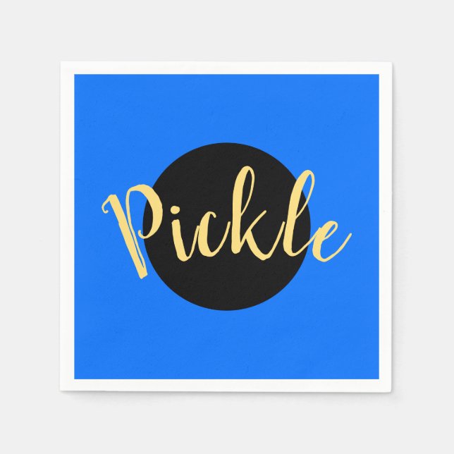 Bright Blue Black Middle Circle Pickleball Motto Napkin (Front)