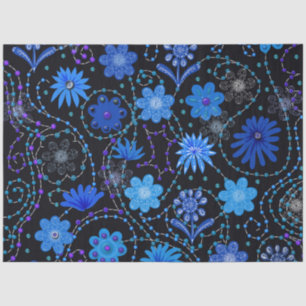 Bright Blue Boho Style Decoupage Tissue Paper