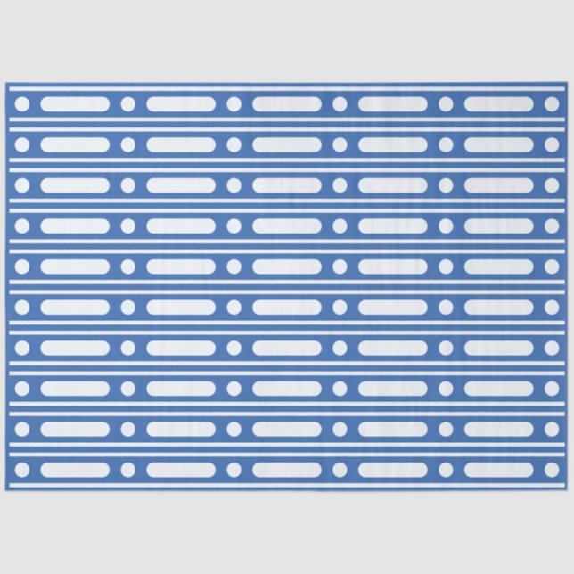 Bright Blue Bone Inlay Border Dots Decoupage Paper (Front)