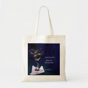 Bright Blue Bridal Party Wedding Weekend  Martini Tote Bag