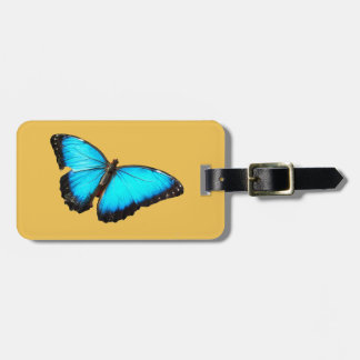 Bright blue butterfly luggage tag