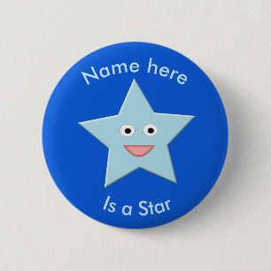 Bright Blue Celebration Star Custom Button