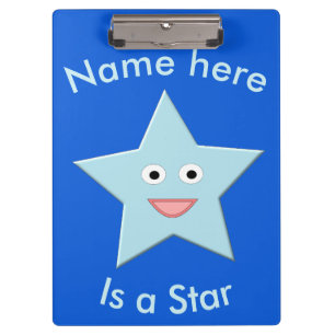 Bright Blue Celebration Star Custom Clipboard