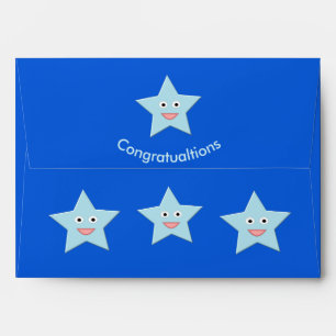 Bright Blue Celebration Star Custom Envelopes