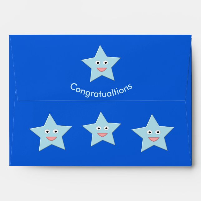 Bright Blue Celebration Star Custom Envelopes (Back (Top Flap))
