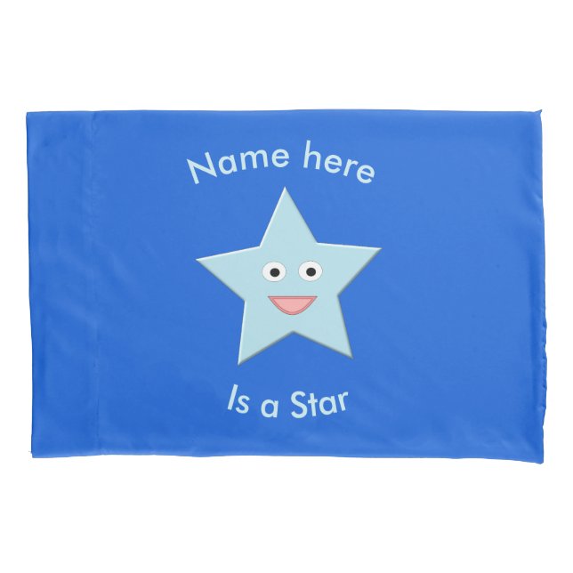 Bright Blue Celebration Star Custom Pillowcase (Front)