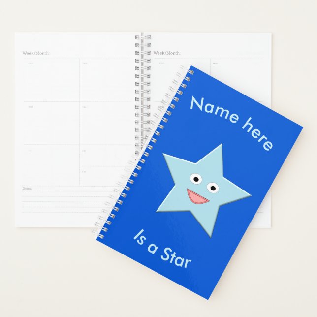 Bright Blue Celebration Star Custom Planner (Display)