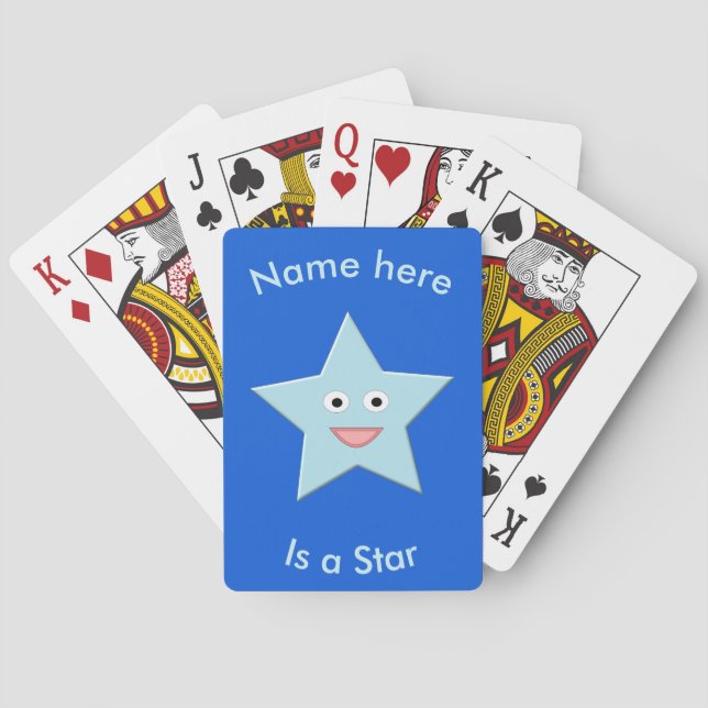Bright Blue Celebration Star Custom Playing cards (Back)