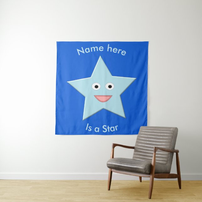 Bright Blue Celebration Star Custom Tapestry (In Situ)