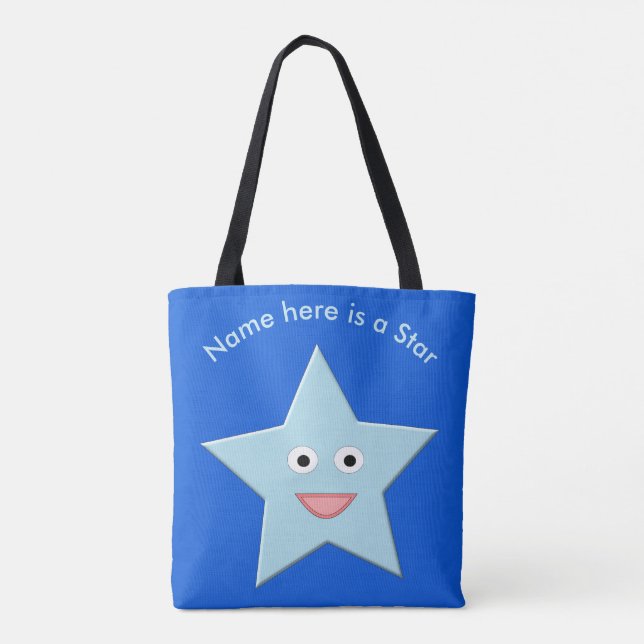 Bright Blue Celebration Star Custom Tote Bag (Back)