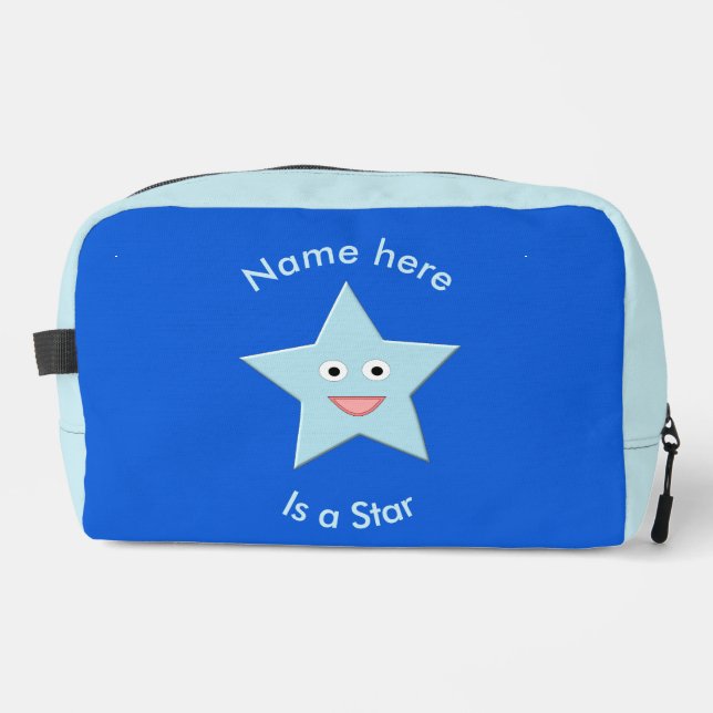 Bright Blue Celebration Star Patterned Dopp Kit (Front)