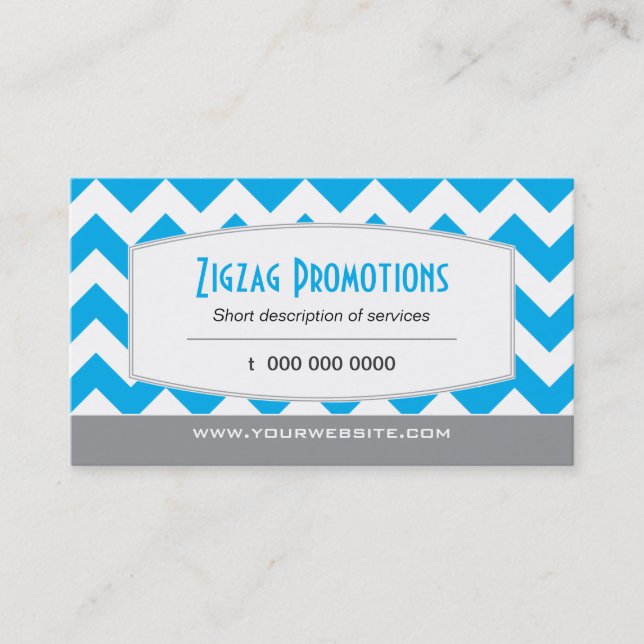 Bright Blue Chevron Business Card (Front)