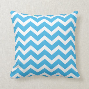 Bright Blue Chevron Stripe Pillow