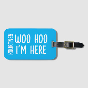 Bright Blue Custom Name Modern Bold Funny Luggage Tag