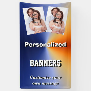 Bright blue custom photo template banner