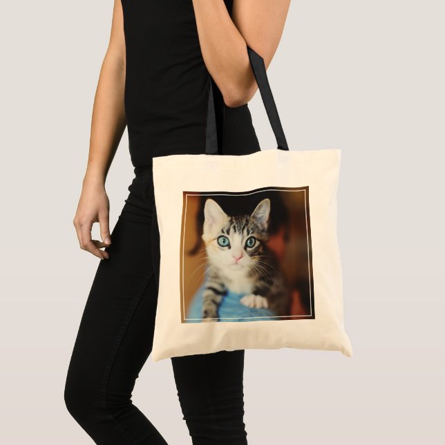 Bright Blue Eyed Kitten Tote Bag (Front (Product))