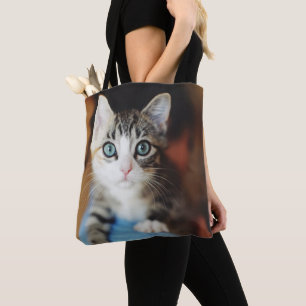 Bright Blue Eyed Kitten Tote Bag