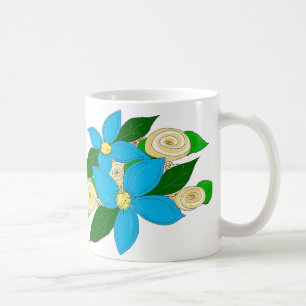 Bright Blue Floral Coffee Mug