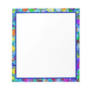 Bright blue floral notepad