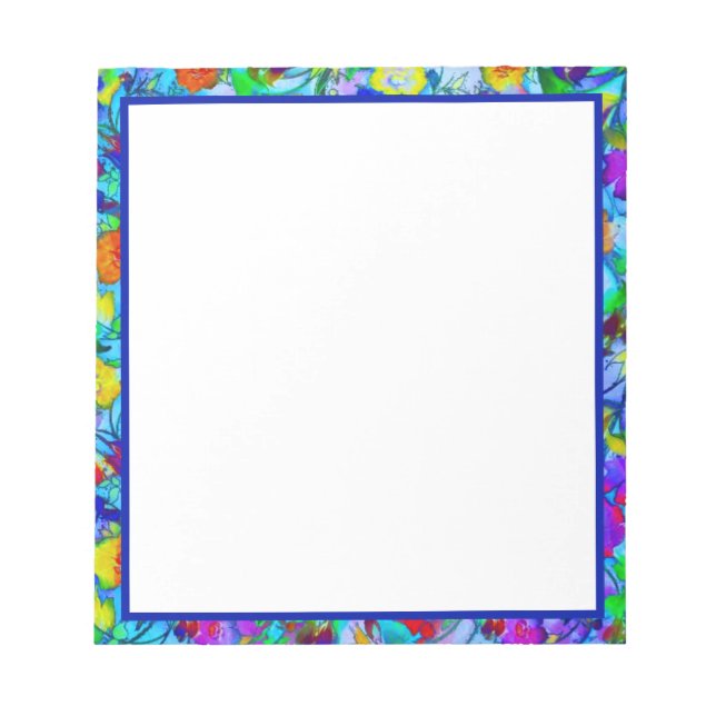 Bright blue floral notepad (Front)