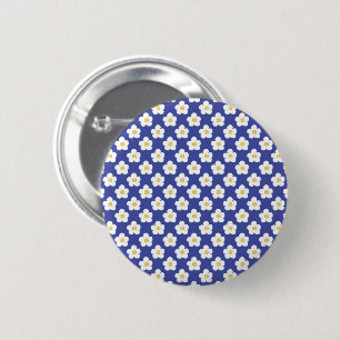 Bright Blue Floral Pattern 6 Cm Round Badge