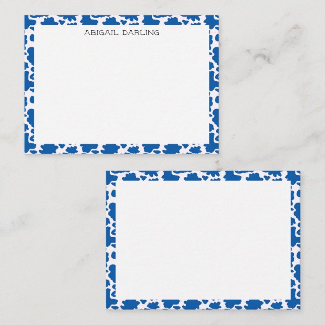 Bright Blue Flower Pattern Modern Card (Front/Back)