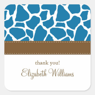 Bright Blue Giraffe Pattern Square Sticker