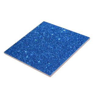 Bright Blue Glitter Sparkles Ceramic Tile