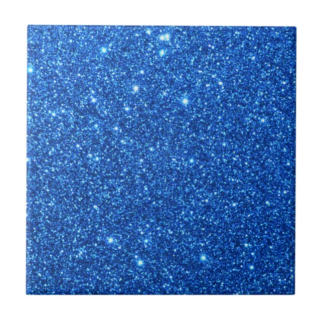 Bright Blue Glitter Sparkles Ceramic Tile (Front)