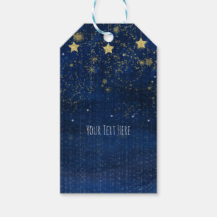 Bright Blue & Gold Starry Celestial Party Favour Gift Tags
