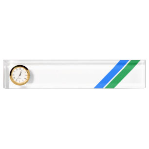 Bright Blue Green Slanted Stripes White Background Nameplate